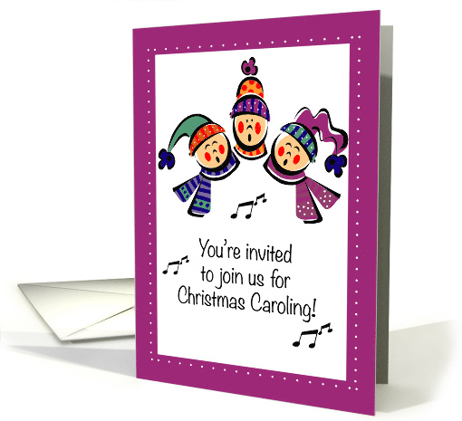 Christmas Caroling Invitation with Colorful Singers Music card