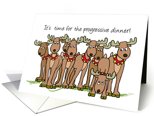 Christmas Progressive Dinner Invitation with Reindeers card (262737)