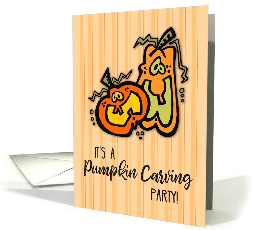 Pumpkin Carving Party Invitation with Pumpkins Orange Halloween card