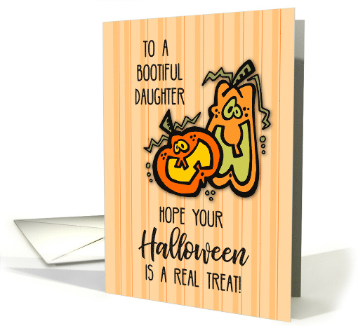 Daughter on Halloween with Orange Pumpkins Funny card (264306)