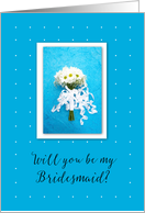 Will you be my Bridesmaid Wedding Daisies on Blue card