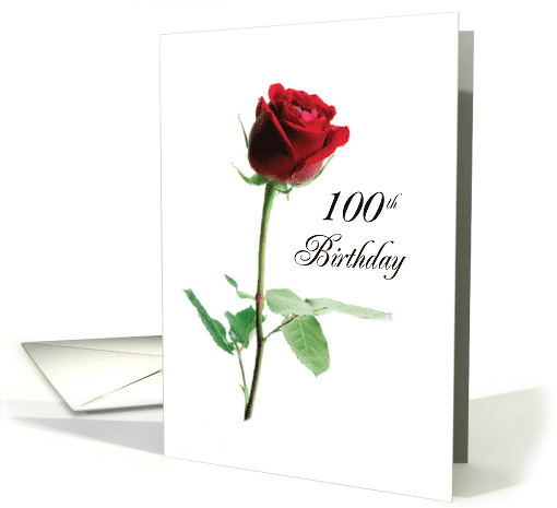 100th Birthday Red Rose Flower card (265271)