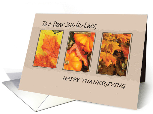 Son in Law Religious Three Leaves Thanksgiving Holiday Pumpkins card