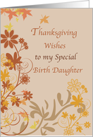 Birth Daughter Thanksgiving Wishes with Fall Leaves and Flowers card