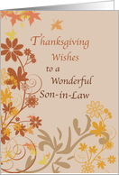 Thanksgiving Wishes for Son in Law with Fall Flowers and Leaves card