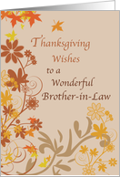 Thanksgiving Wishes for Brother in Law with Fall Leaves and Flowers card