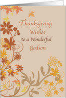 Godson Thanksgiving Wishes with Fall Leaves and Flowers card