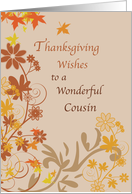 Cousin Thanksgiving Wishes with Fall Leaves card