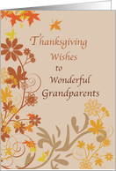 Grandparents Thanksgiving Wishes with Fall Leaves and Flowers card