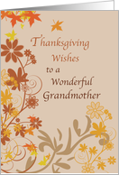 Thanksgiving Wishes for Grandmother with Fall Leaves and Flowers card