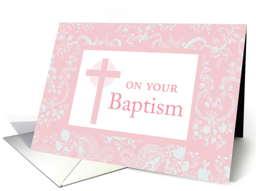 Girl Baptism Religious Congratulations with Pink Cross card (270509)