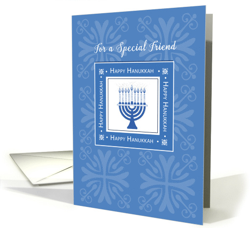 Friend Hanukkah Wishes Blue Menorah card (294217)