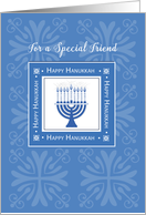 Friend Hanukkah Wishes Blue Menorah card