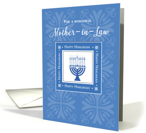 Mother in Law Hanukkah Wishes Blue Jewish Menorah card (294239)