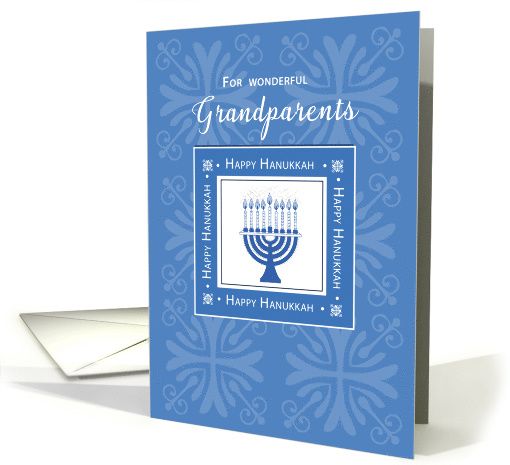 Grandparents Hanukkah Wishes Blue Menorah Jewish Holiday card (294243)