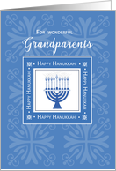 Grandparents Hanukkah Wishes Blue Menorah Jewish Holiday card