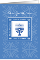 Aunt Hanukkah Wishes Blue Menorah card