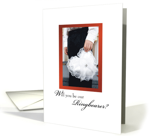 Will You be our Ring Bearer Heart Shaped Wedding Ring Pillow card