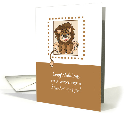 Sister in Law Congratulations Becoming a Mom with Baby Lion card