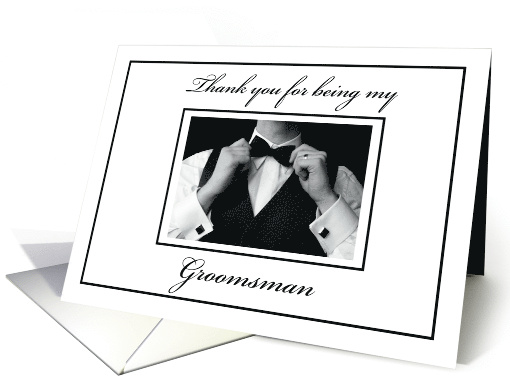 Thank You to Groomsman Black and White Collection Wedding card
