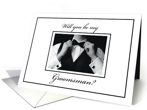 Will you be my Groomsman Black and White Collection Wedding card