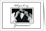 Will you be my Groomsman Black and White Collection Wedding card