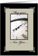 New Year Clock Elegant in Tan and Black card