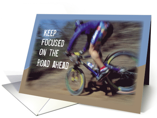 Keep Focused Encouragement with Mountain Bike 12 Step Recovery card