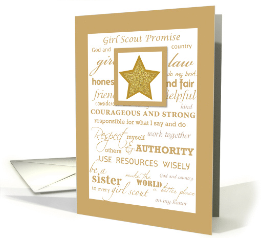 Girl Scout Gold Award Congratulations with Star Promise and Law card