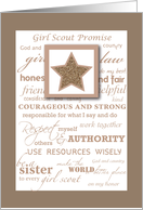 Girl Scout Bronze Award Congratulations with Star Promise and Laws card