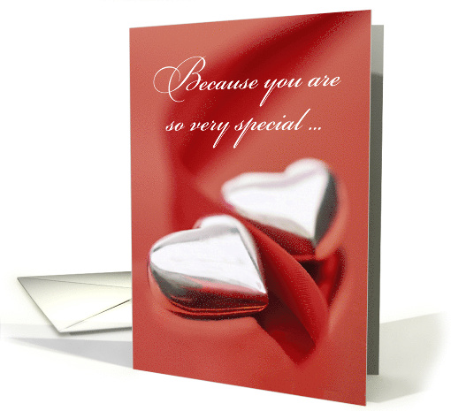 Valentines Day Special Love Silver Hearts on Red card (349429)