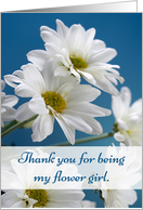 Thank You For Being Flower Girl in Wedding White Daisies on Blue card