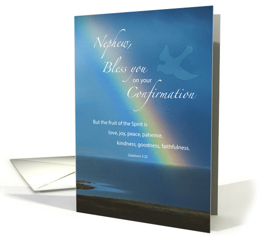 Nephew Confirmation Congratulations with Rainbow and Dove card