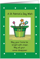 New Home on First St Patricks Day with Hat and Flowers card