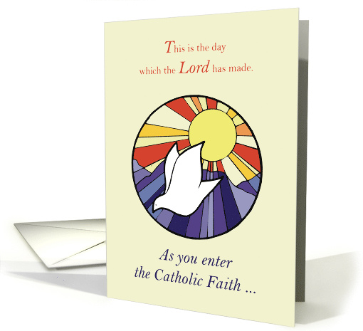 RCIA Congratulations Catholic Faith Dove in Circle on Yellow. card