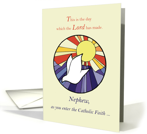 Nephew Catholic Faith Initiation RCIA Congratulations with Dove card