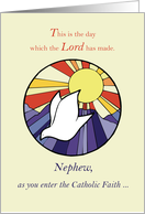 Nephew Catholic Faith Initiation RCIA Congratulations with Dove card