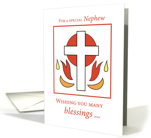 Nephew Confirmation Congratulations Cross Fire Red on White card