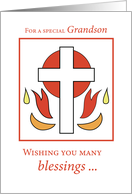 Grandson Confirmation Congratulations Cross Fire Red on White card