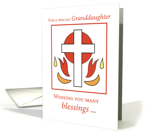 Granddaughter Confirmation Congratulations Cross Fire Red... (361858)
