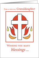 Granddaughter Confirmation Congratulations Cross Fire Red on White card