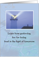9 Month Anniversary for 12 Step Addiction Recovery with Lighthouse card