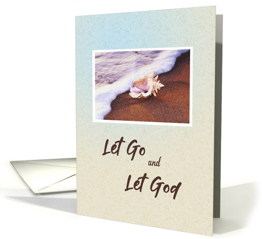 12 Step Recovery Addiction Encouragement with Seashell on Beach card