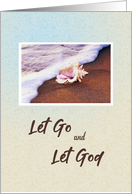 12 Step Recovery Addiction Encouragement with Seashell on Beach card