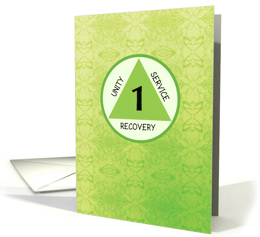 One Year Anniversary with Alcohol Recovery Symbol 12 Step card