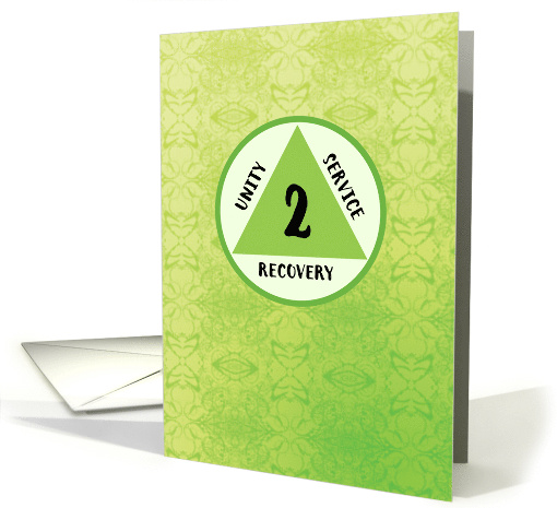 Two Year Anniversary with Alcohol Recovery Symbol 12 Step card