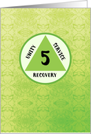 Five Year Anniversary with Alcohol Recovery Symbol 12 Step card