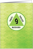 Nine Year Anniversary with Alcohol Recovery Symbol 12 Step card