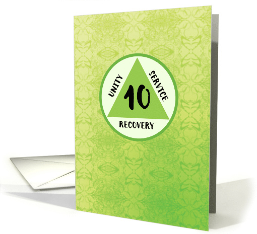 Ten Year Anniversary with Alcohol Recovery Symbol 12 Step card