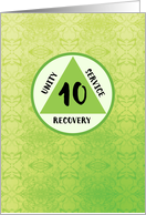 Ten Year Anniversary with Alcohol Recovery Symbol 12 Step card